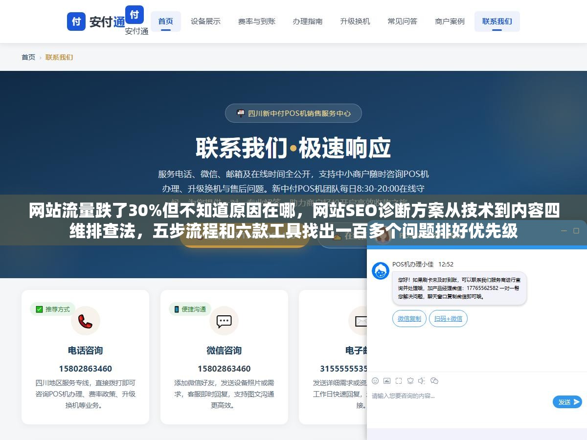2 - 网站流量跌了30%但不知道原因在哪，网站SEO诊断方案从技术到内容四维排查法，五步流程和六款工具找出一百多个问题排好优先级 - UC建站系统