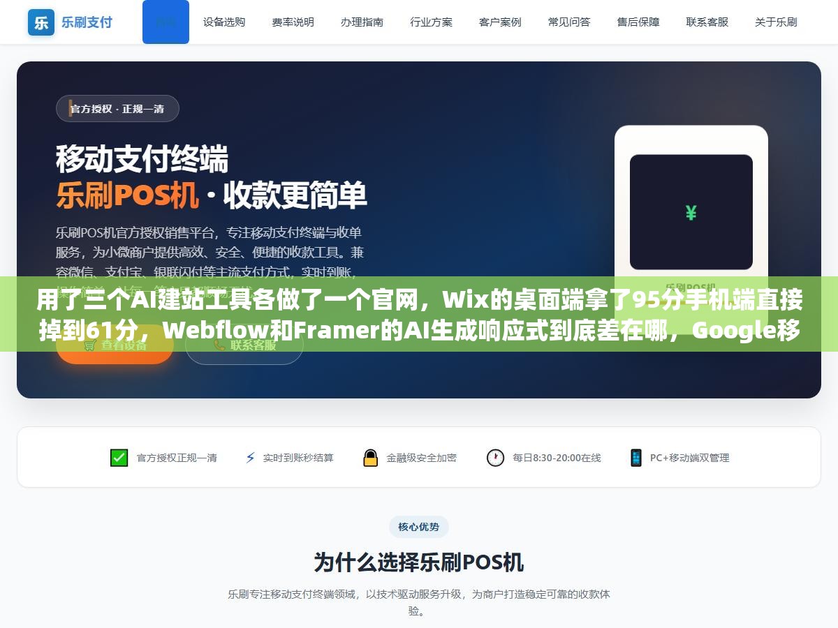 用了三个AI建站工具各做了一个官网，Wix的桌面端拿了95分手机端直接掉到61分，Webflow和Framer的AI生成响应式到底差在哪，Google移动优先索引下选错工具三个月白干