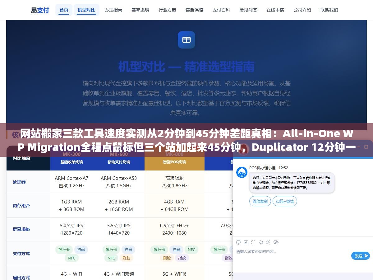 2 - 网站搬家三款工具速度实测从2分钟到45分钟差距真相：All-in-One WP Migration全程点鼠标但三个站加起来45分钟，Duplicator 12分钟一个但URL自动替换更稳序列化数据不会崩，rsync命令行2分钟一个但要求你会SSH会mysqldump会手动改配置 - UC建站系统
