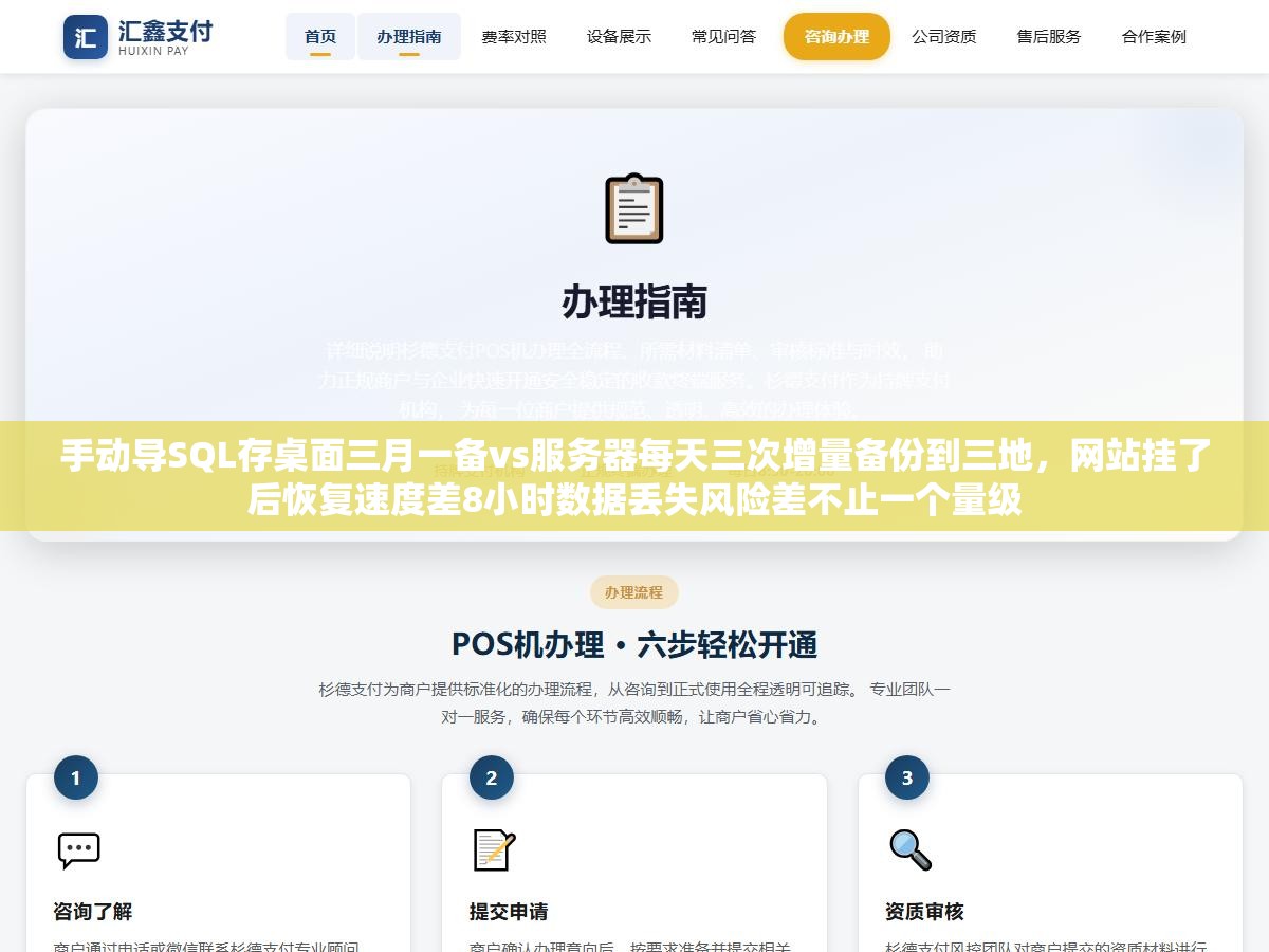手动导SQL存桌面三月一备vs服务器每天三次增量备份到三地，网站挂了后恢复速度差8小时数据丢失风险差不止一个量级