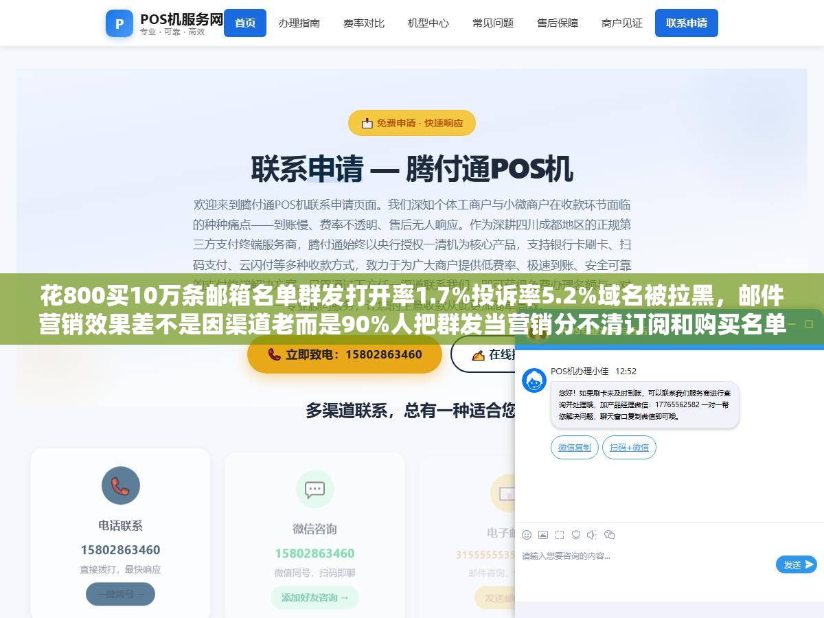 花800买10万条邮箱名单群发打开率1.7%投诉率5.2%域名被拉黑，邮件营销效果差不是因渠道老而是90%人把群发当营销分不清订阅和购买名单