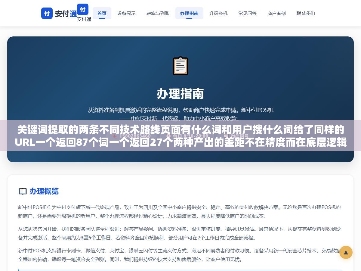 关键词提取的两条不同技术路线页面有什么词和用户搜什么词给了同样的URL一个返回87个词一个返回27个两种产出的差距不在精度而在底层逻辑完全不同