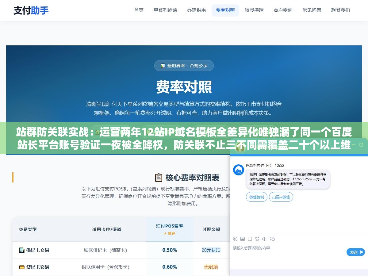 2 - 站群防关联实战：运营两年12站IP域名模板全差异化唯独漏了同一个百度站长平台账号验证一夜被全降权，防关联不止三不同需覆盖二十个以上维度 - UC建站系统