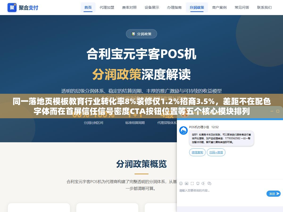 同一落地页模板教育行业转化率8%装修仅1.2%招商3.5%,差距不在配色字体而在首屏信任信号密度CTA按钮位置等五个核心模块排列 2 - 同一落地页模板教育行业转化率8%装修仅1.2%招商3.5%,差距不在配色字体而在首屏信任信号密度CTA按钮位置等五个核心模块排列 - UC建站系统