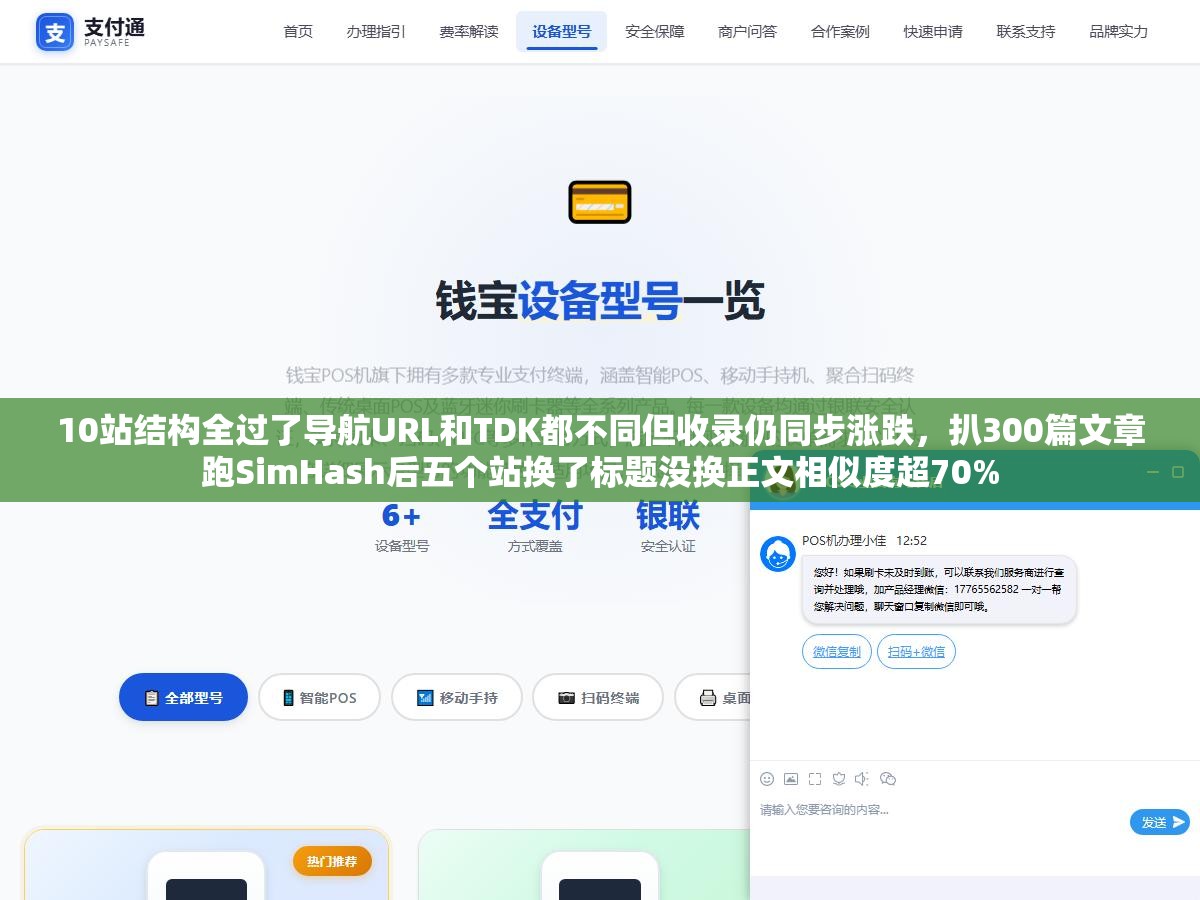 10站结构全过了导航URL和TDK都不同但收录仍同步涨跌，扒300篇文章跑SimHash后五个站换了标题没换正文相似度超70%