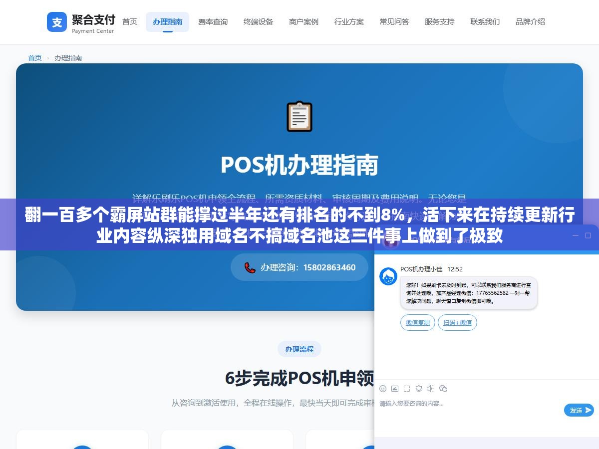 翻一百多个霸屏站群能撑过半年还有排名的不到8%，活下来在持续更新行业内容纵深独用域名不搞域名池这三件事上做到了极致
