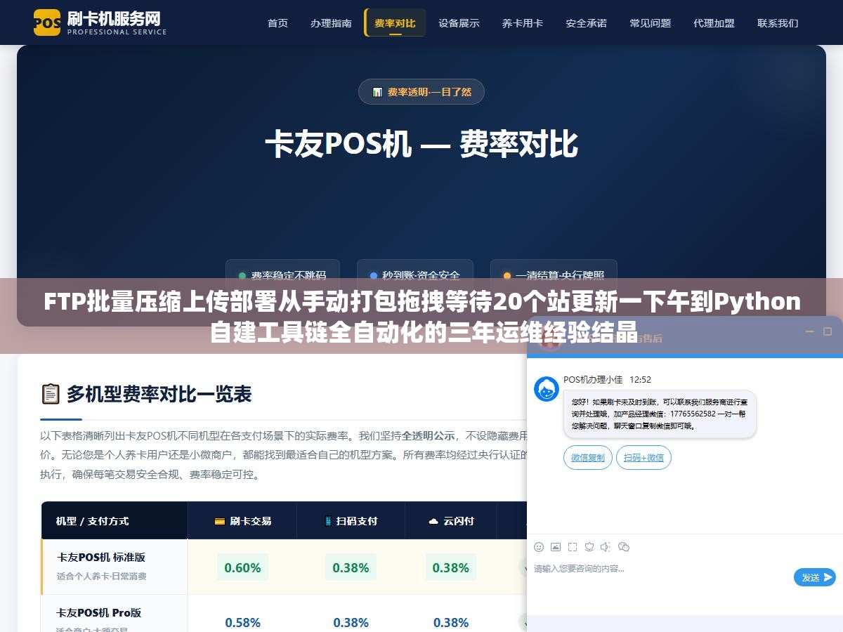 FTP批量压缩上传部署从手动打包拖拽等待20个站更新一下午到Python自建工具链全自动化的三年运维经验结晶