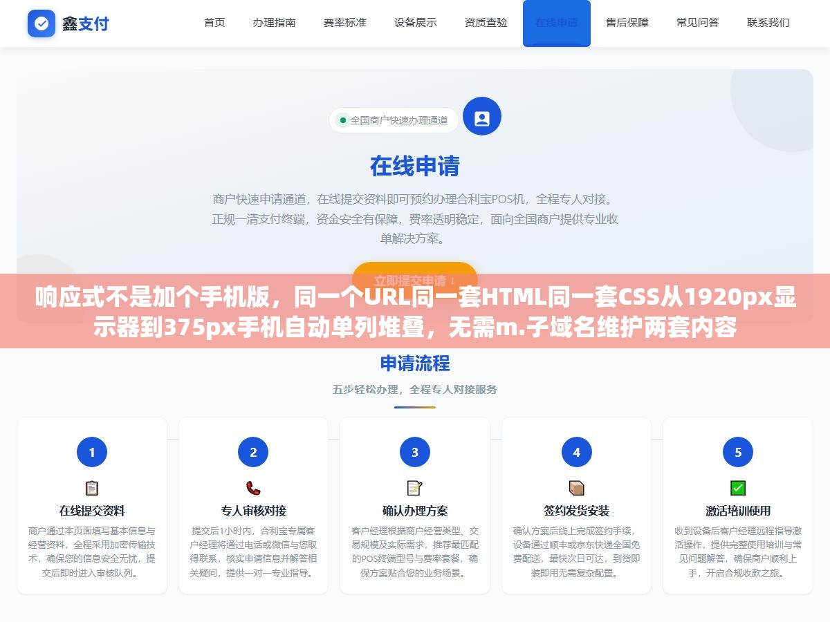 3 - 响应式不是加个手机版，同一个URL同一套HTML同一套CSS从1920px显示器到375px手机自动单列堆叠，无需m.子域名维护两套内容 - UC建站系统