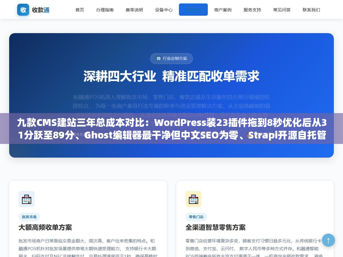 九款CMS建站三年总成本对比:WordPress装23插件拖到8秒优化后从31分跃至89分、Ghost编辑器最干净但中文SEO为零、Strapi开源自托管反超付费方案 1 - 九款CMS建站三年总成本对比:WordPress装23插件拖到8秒优化后从31分跃至89分、Ghost编辑器最干净但中文SEO为零、Strapi开源自托管反超付费方案 - UC建站系统