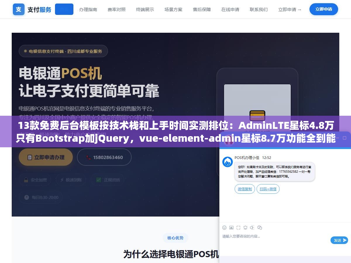 2 - 13款免费后台模板按技术栈和上手时间实测排位：AdminLTE星标4.8万只有Bootstrap加jQuery，vue-element-admin星标8.7万功能全到能当产品但上手要配两天环境，Tabler界面最现代中文文档约等于没有 - UC建站系统