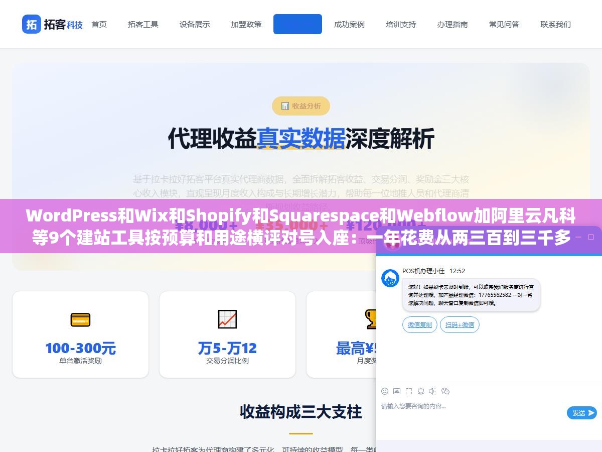 WordPress和Wix和Shopify和Squarespace和Webflow加阿里云凡科等9个建站工具按预算和用途横评对号入座：一年花费从两三百到三千多差了12倍，选错工具后面想换都换不了