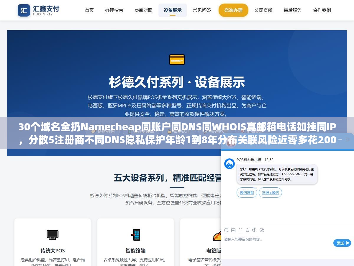 30个域名全扔Namecheap同账户同DNS同WHOIS真邮箱电话如挂同IP,分散5注册商不同DNS隐私保护年龄1到8年分布关联风险近零多花200美元 2 - 30个域名全扔Namecheap同账户同DNS同WHOIS真邮箱电话如挂同IP,分散5注册商不同DNS隐私保护年龄1到8年分布关联风险近零多花200美元 - UC建站系统