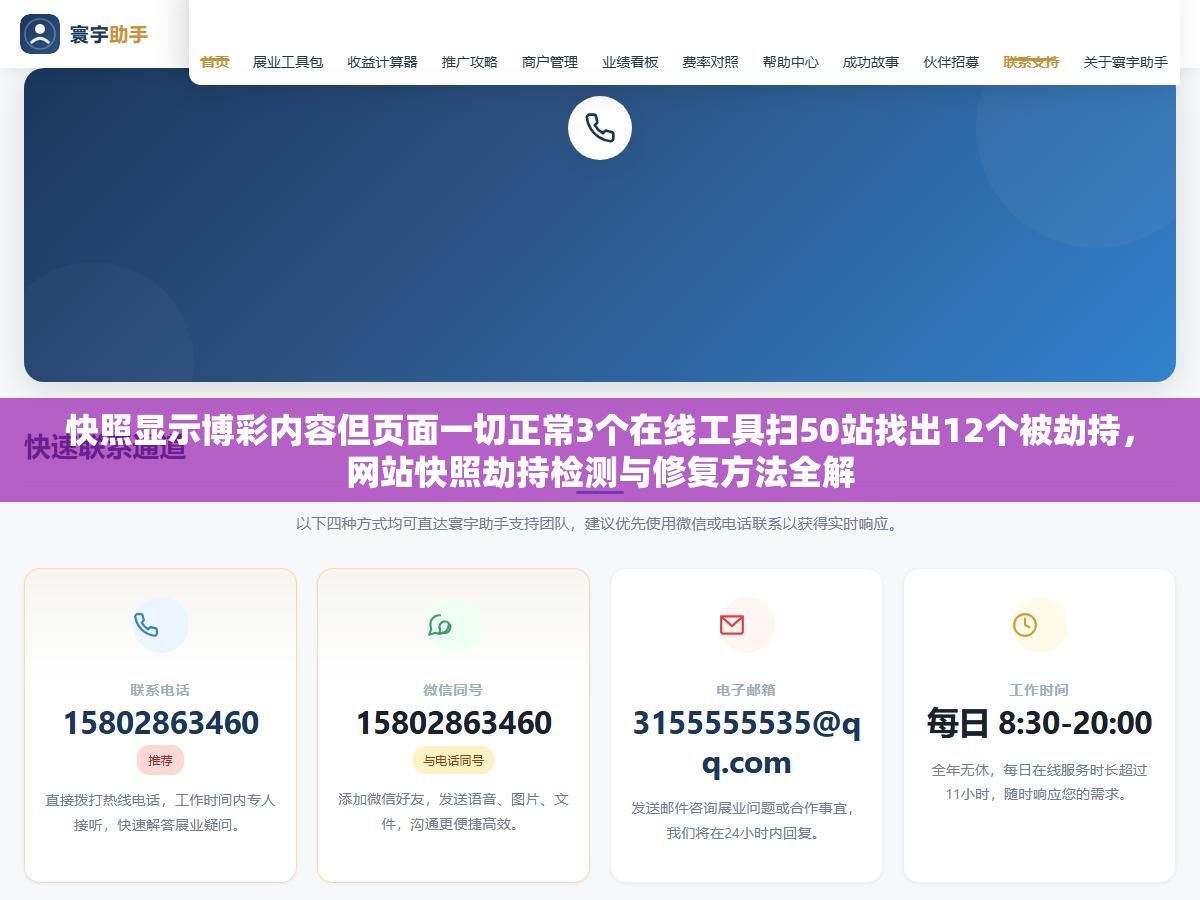 快照显示博彩内容但页面一切正常3个在线工具扫50站找出12个被劫持，网站快照劫持检测与修复方法全解