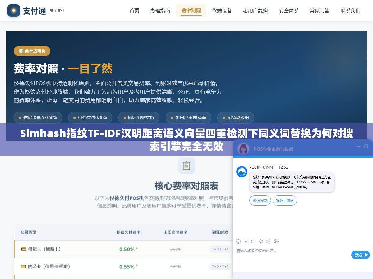 Simhash指纹TF-IDF汉明距离语义向量四重检测下同义词替换为何对搜索引擎完全无效