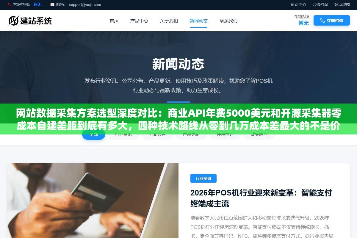 网站数据采集方案选型深度对比：商业API年费5000美元和开源采集器零成本自建差距到底有多大，四种技术路线从零到几万成本差最大的不是价格而是你能不能搞定反爬抗封策略