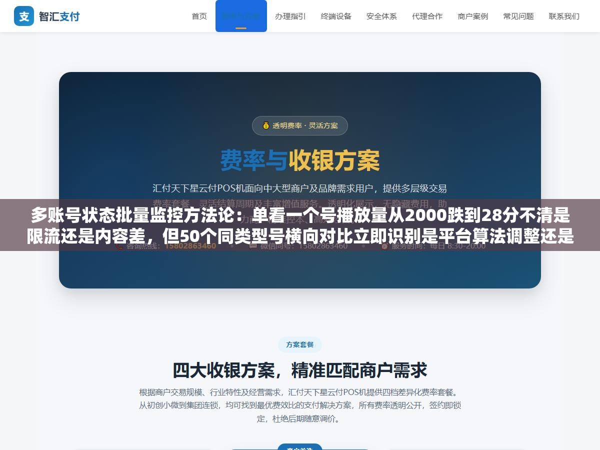 1 - 多账号状态批量监控方法论：单看一个号播放量从2000跌到28分不清是限流还是内容差，但50个同类型号横向对比立即识别是平台算法调整还是单号被处罚 - UC建站系统