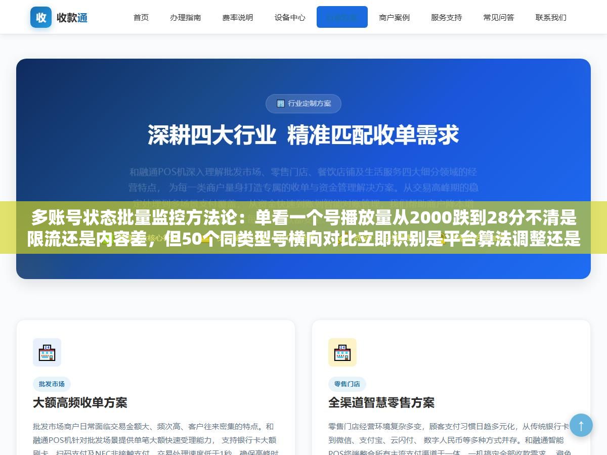 2 - 多账号状态批量监控方法论：单看一个号播放量从2000跌到28分不清是限流还是内容差，但50个同类型号横向对比立即识别是平台算法调整还是单号被处罚 - UC建站系统
