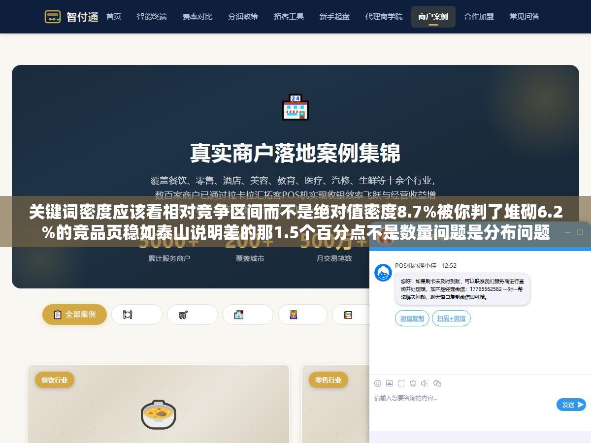 1 - 关键词密度应该看相对竞争区间而不是绝对值密度8.7%被你判了堆砌6.2%的竞品页稳如泰山说明差的那1.5个百分点不是数量问题是分布问题 - UC建站系统