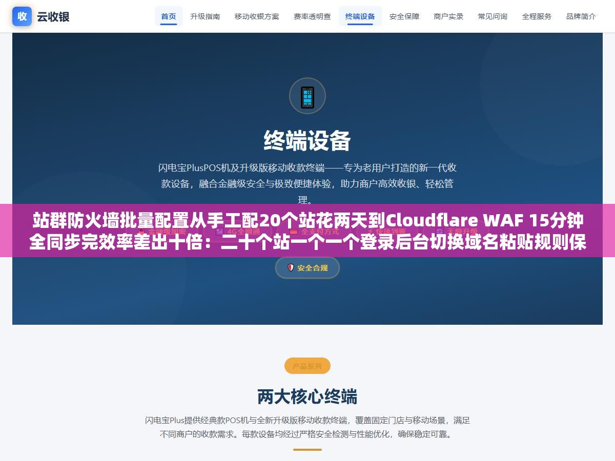 2 - 站群防火墙批量配置从手工配20个站花两天到Cloudflare WAF 15分钟全同步完效率差出十倍：二十个站一个一个登录后台切换域名粘贴规则保存确认二十遍总会漏掉几个站三个月后发现被挂马就是因为漏配了目录保护规则 - UC建站系统
