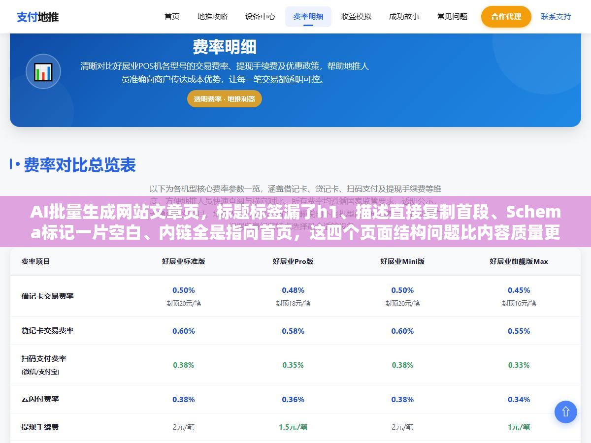 AI批量生成网站文章页,标题标签漏了h1、描述直接复制首段、Schema标记一片空白、内链全是指向首页,这四个页面结构问题比内容质量更先被搜索引擎扣分 2 - AI批量生成网站文章页,标题标签漏了h1、描述直接复制首段、Schema标记一片空白、内链全是指向首页,这四个页面结构问题比内容质量更先被搜索引擎扣分 - UC建站系统