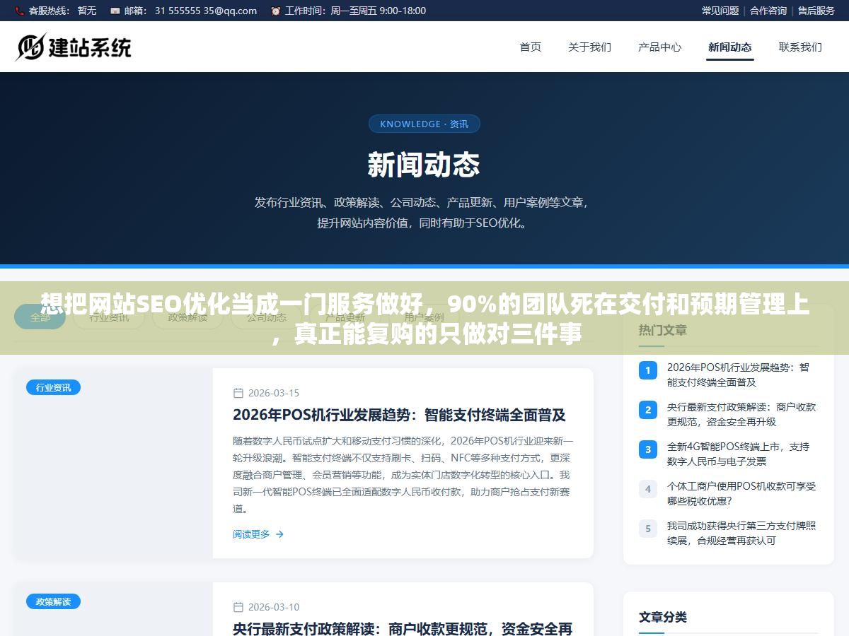 想把网站SEO优化当成一门服务做好,90%的团队死在交付和预期管理上,真正能复购的只做对三件事 1 - 想把网站SEO优化当成一门服务做好,90%的团队死在交付和预期管理上,真正能复购的只做对三件事 - UC建站系统