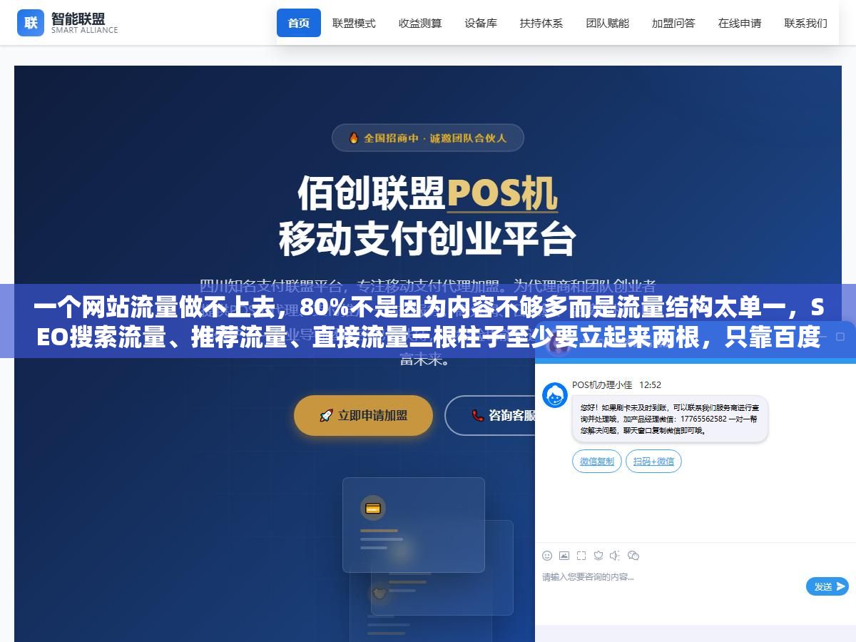 一个网站流量做不上去,80%不是因为内容不够多而是流量结构太单一,SEO搜索流量、推荐流量、直接流量三根柱子至少要立起来两根,只靠百度搜索一个渠道随时可能断流 2 - 一个网站流量做不上去,80%不是因为内容不够多而是流量结构太单一,SEO搜索流量、推荐流量、直接流量三根柱子至少要立起来两根,只靠百度搜索一个渠道随时可能断流 - UC建站系统