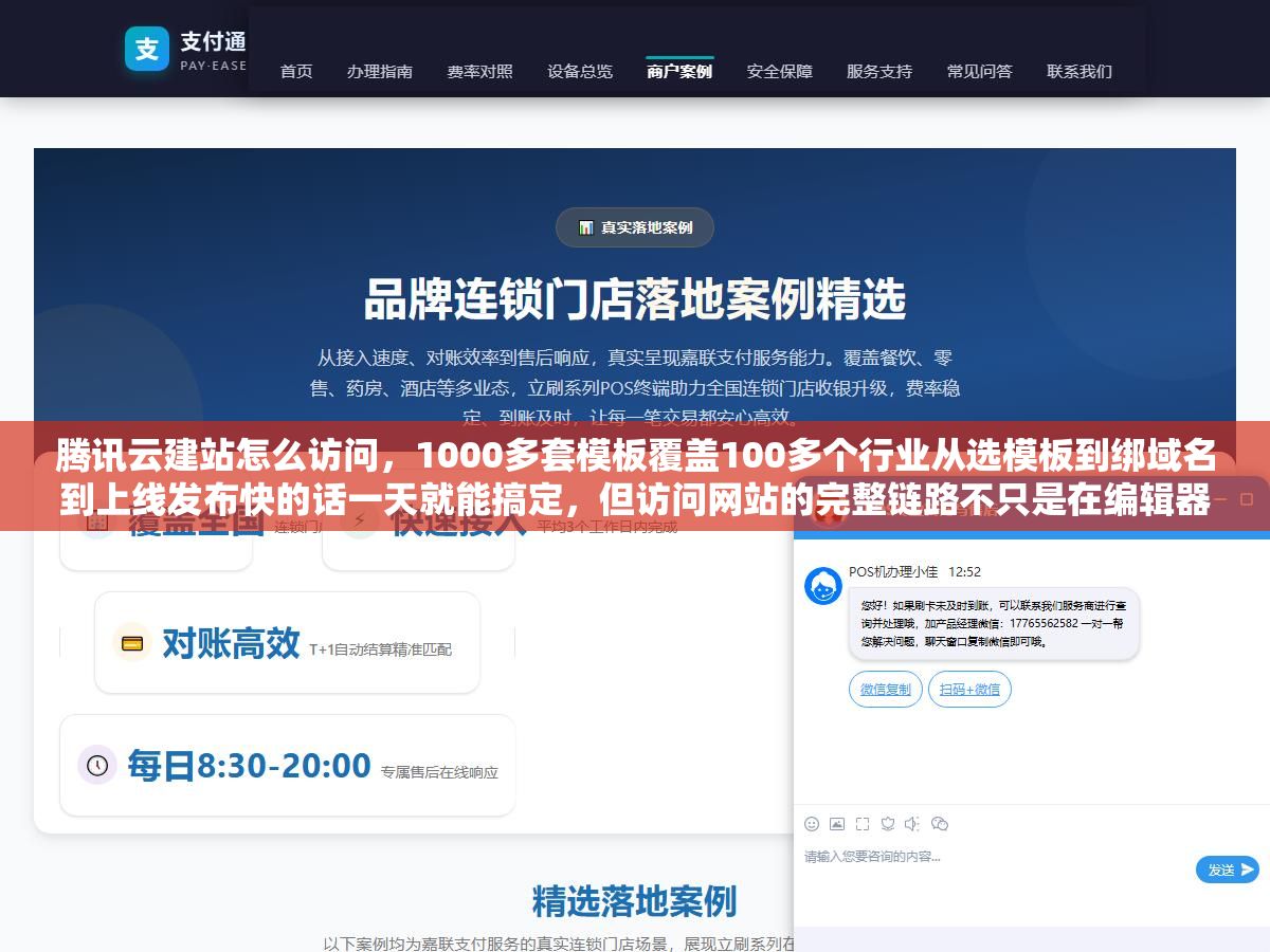 腾讯云建站怎么访问,1000多套模板覆盖100多个行业从选模板到绑域名到上线发布快的话一天就能搞定,但访问网站的完整链路不只是在编辑器里点发布还要经过域名解析DNS配置备案审核SSL证书部署这四道关卡,少做一步别人就打不开你的网站 1 - 腾讯云建站怎么访问,1000多套模板覆盖100多个行业从选模板到绑域名到上线发布快的话一天就能搞定,但访问网站的完整链路不只是在编辑器里点发布还要经过域名解析DNS配置备案审核SSL证书部署这四道关卡,少做一步别人就打不开你的网站 - UC建站系统