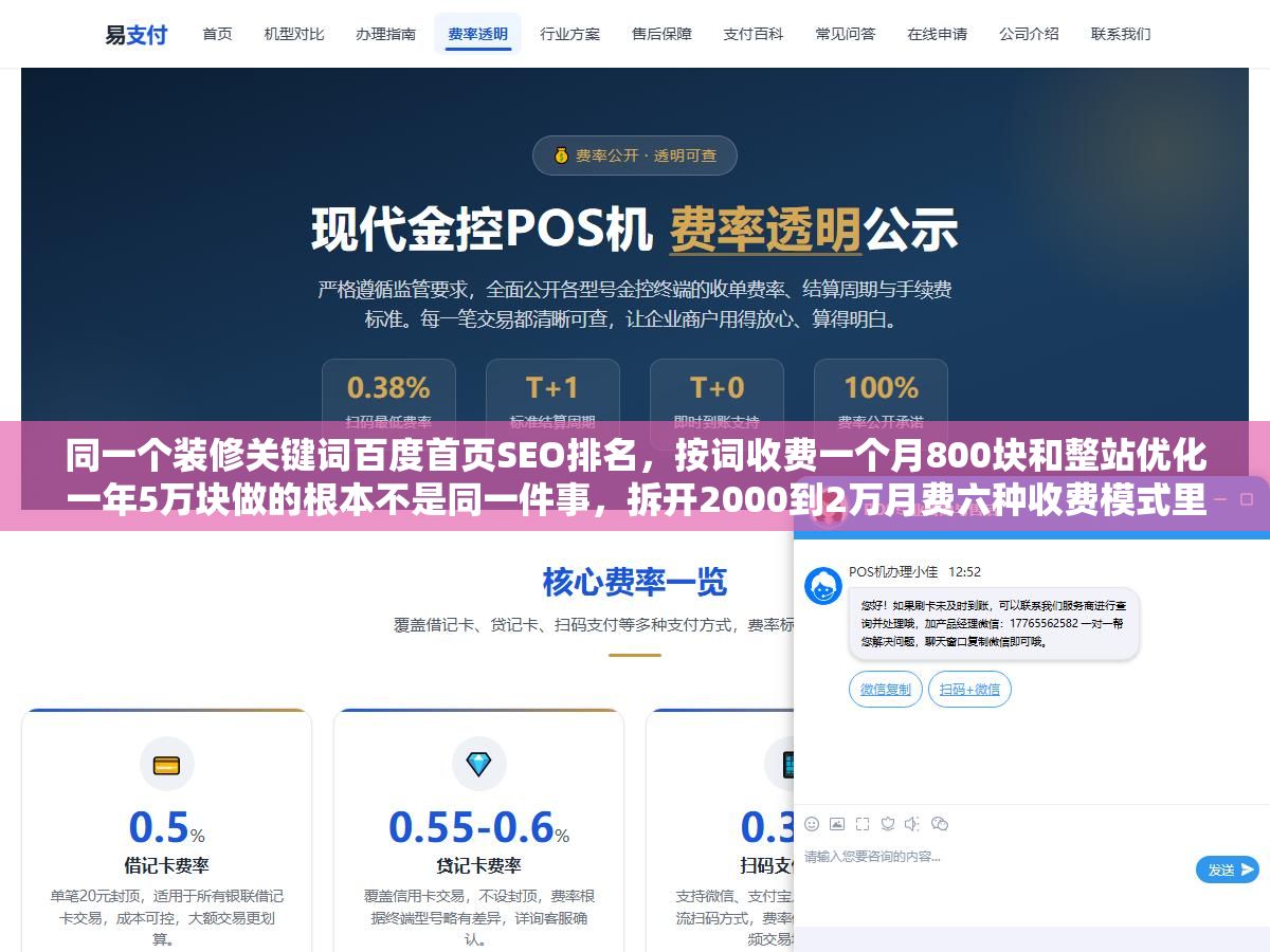 同一个装修关键词百度首页SEO排名,按词收费一个月800块和整站优化一年5万块做的根本不是同一件事,拆开2000到2万月费六种收费模式里服务内容差在哪里、不同预算能买到什么效果,看过再找SEO公司报价心里有数 3 - 同一个装修关键词百度首页SEO排名,按词收费一个月800块和整站优化一年5万块做的根本不是同一件事,拆开2000到2万月费六种收费模式里服务内容差在哪里、不同预算能买到什么效果,看过再找SEO公司报价心里有数 - UC建站系统