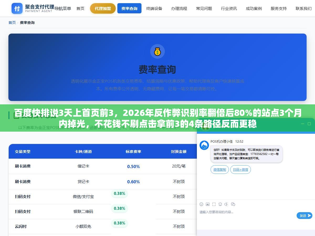 百度快排说3天上首页前3,2026年反作弊识别率翻倍后80%的站点3个月内掉光,不花钱不刷点击拿前3的4条路径反而更稳 2 - 百度快排说3天上首页前3,2026年反作弊识别率翻倍后80%的站点3个月内掉光,不花钱不刷点击拿前3的4条路径反而更稳 - UC建站系统