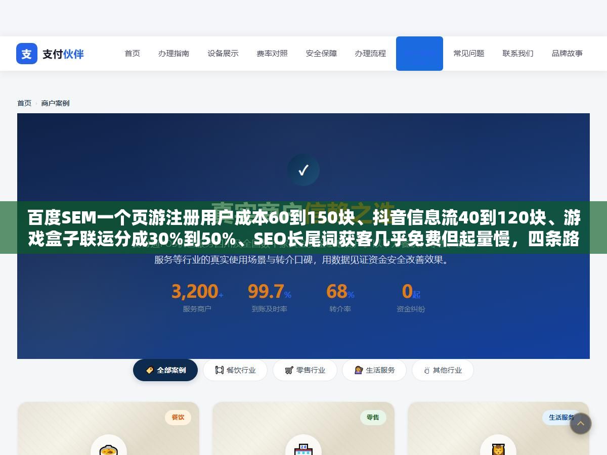 百度SEM一个页游注册用户成本60到150块、抖音信息流40到120块、游戏盒子联运分成30%到50%、SEO长尾词获客几乎免费但起量慢,四条路都走过一遍以后,网页游戏推广预算到底怎么分配才不亏? 2 - 百度SEM一个页游注册用户成本60到150块、抖音信息流40到120块、游戏盒子联运分成30%到50%、SEO长尾词获客几乎免费但起量慢,四条路都走过一遍以后,网页游戏推广预算到底怎么分配才不亏? - UC建站系统
