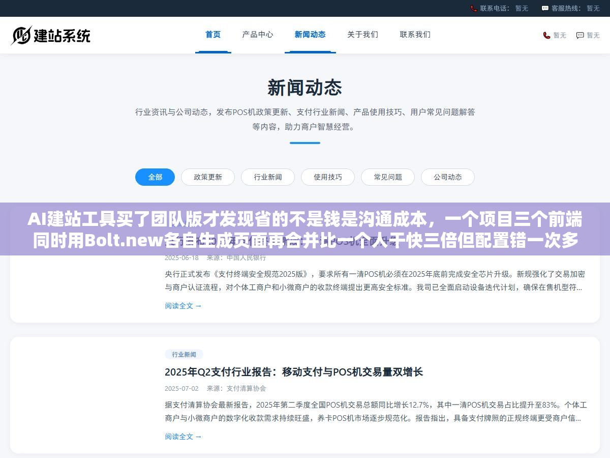 AI建站工具买了团队版才发现省的不是钱是沟通成本,一个项目三个前端同时用Bolt.new各自生成页面再合并比一个人干快三倍但配置错一次多花两天 3 - AI建站工具买了团队版才发现省的不是钱是沟通成本,一个项目三个前端同时用Bolt.new各自生成页面再合并比一个人干快三倍但配置错一次多花两天 - UC建站系统