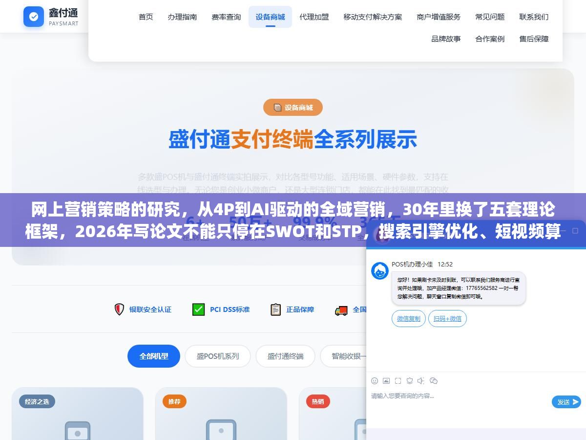 网上营销策略的研究,从4P到AI驱动的全域营销,30年里换了五套理论框架,2026年写论文不能只停在SWOT和STP,搜索引擎优化、短视频算法、私域流量、GEO生成式引擎优化这四个新变量已经把传统的"渠道+促销"模型冲得七零八落 1 - 网上营销策略的研究,从4P到AI驱动的全域营销,30年里换了五套理论框架,2026年写论文不能只停在SWOT和STP,搜索引擎优化、短视频算法、私域流量、GEO生成式引擎优化这四个新变量已经把传统的"渠道+促销"模型冲得七零八落 - UC建站系统