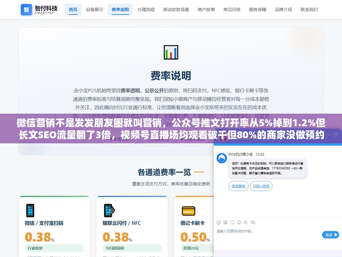 微信营销不是发发朋友圈就叫营销,公众号推文打开率从5%掉到1.2%但长文SEO流量翻了3倍,视频号直播场均观看破千但80%的商家没做预约预热,朋友圈广告CPM从30涨到180但定向到店转化能做到1:8,2026年真正能拿到结果的六种手段没有一种是单打独斗的 3 - 微信营销不是发发朋友圈就叫营销,公众号推文打开率从5%掉到1.2%但长文SEO流量翻了3倍,视频号直播场均观看破千但80%的商家没做预约预热,朋友圈广告CPM从30涨到180但定向到店转化能做到1:8,2026年真正能拿到结果的六种手段没有一种是单打独斗的 - UC建站系统