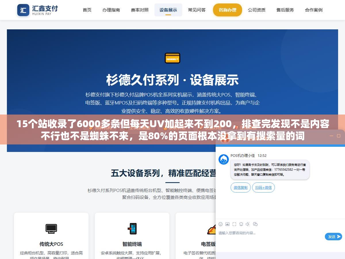 15个站收录了6000多条但每天UV加起来不到200,排查完发现不是内容不行也不是蜘蛛不来,是80%的页面根本没拿到有搜索量的词 2 - 15个站收录了6000多条但每天UV加起来不到200,排查完发现不是内容不行也不是蜘蛛不来,是80%的页面根本没拿到有搜索量的词 - UC建站系统