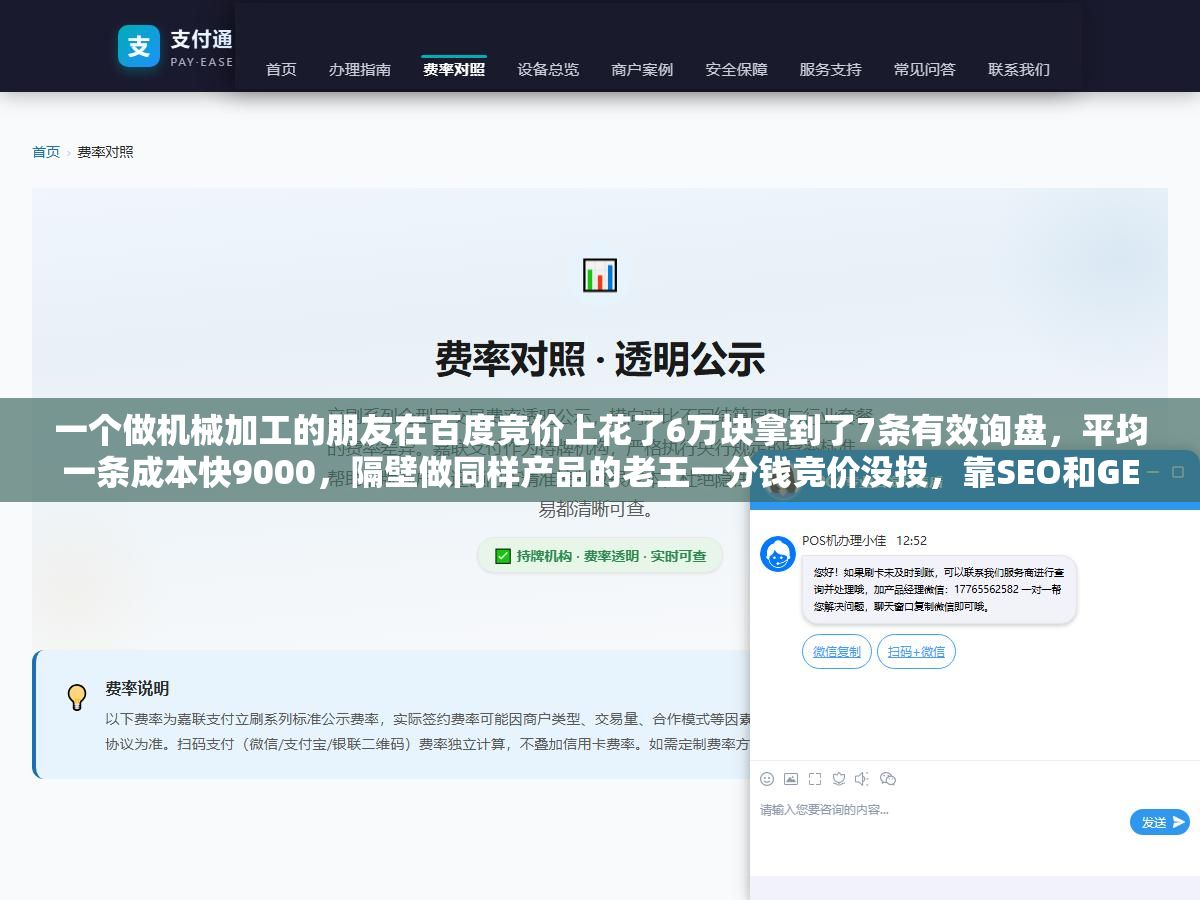 一个做机械加工的朋友在百度竞价上花了6万块拿到了7条有效询盘,平均一条成本快9000,隔壁做同样产品的老王一分钱竞价没投,靠SEO和GEO每个月有40多条免费线索,这中间差的不是钱是关键词排名到底怎么玩的底层逻辑 2 - 一个做机械加工的朋友在百度竞价上花了6万块拿到了7条有效询盘,平均一条成本快9000,隔壁做同样产品的老王一分钱竞价没投,靠SEO和GEO每个月有40多条免费线索,这中间差的不是钱是关键词排名到底怎么玩的底层逻辑 - UC建站系统