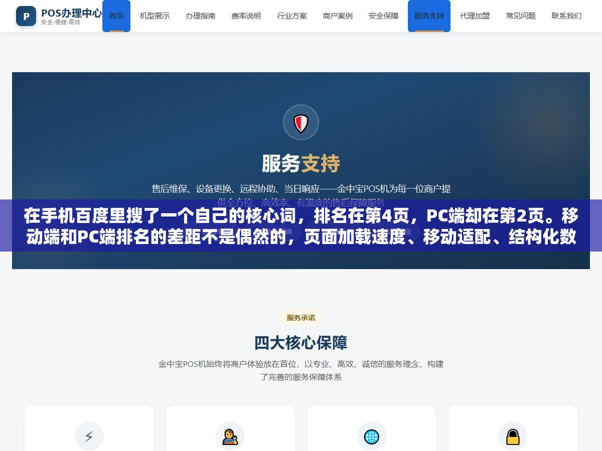 在手机百度里搜了一个自己的核心词,排名在第4页,PC端却在第2页。移动端和PC端排名的差距不是偶然的,页面加载速度、移动适配、结构化数据和点击率这四个因素在手机搜索里的权重比PC端高得多,查排名的方式也完全不一样 3 - 在手机百度里搜了一个自己的核心词,排名在第4页,PC端却在第2页。移动端和PC端排名的差距不是偶然的,页面加载速度、移动适配、结构化数据和点击率这四个因素在手机搜索里的权重比PC端高得多,查排名的方式也完全不一样 - UC建站系统