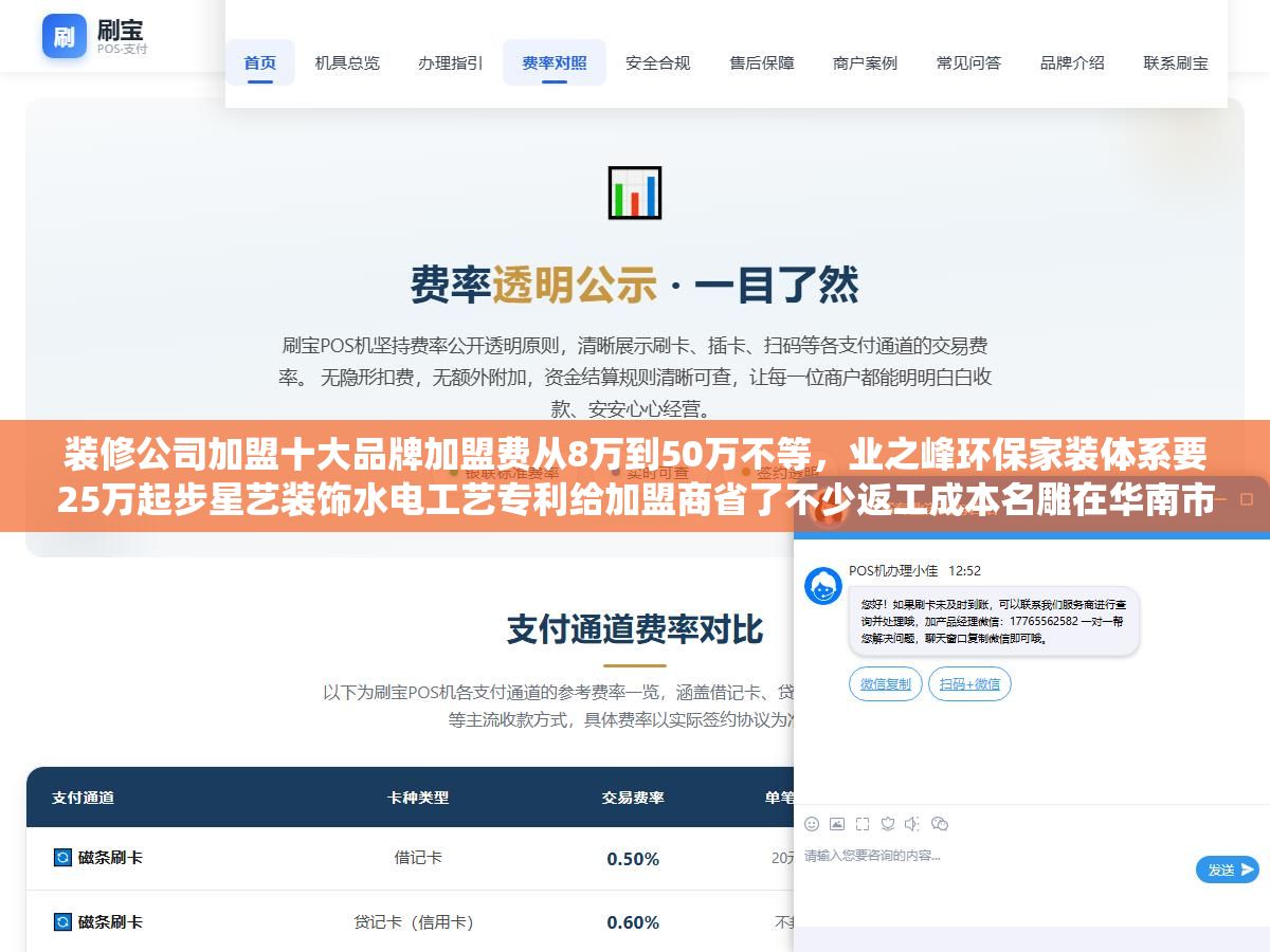 1 - 装修公司加盟十大品牌加盟费从8万到50万不等，业之峰环保家装体系要25万起步星艺装饰水电工艺专利给加盟商省了不少返工成本名雕在华南市场单均产值能做到18万以上，2026年做装修加盟最核心的三个决策指标不是看品牌大不大而是区域保护半径有没有覆盖到你、材料供应链是不是总部统一结算、首批培训有没有跟单到第一个客户签下来 - UC建站系统