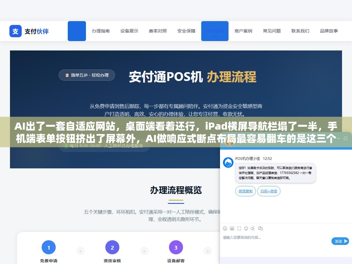 AI出了一套自适应网站,桌面端看着还行,iPad横屏导航栏塌了一半,手机端表单按钮挤出了屏幕外,AI做响应式断点布局最容易翻车的是这三个地方 1 - AI出了一套自适应网站,桌面端看着还行,iPad横屏导航栏塌了一半,手机端表单按钮挤出了屏幕外,AI做响应式断点布局最容易翻车的是这三个地方 - UC建站系统