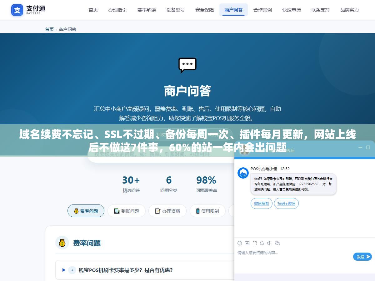 域名续费不忘记、SSL不过期、备份每周一次、插件每月更新，网站上线后不做这7件事，60%的站一年内会出问题