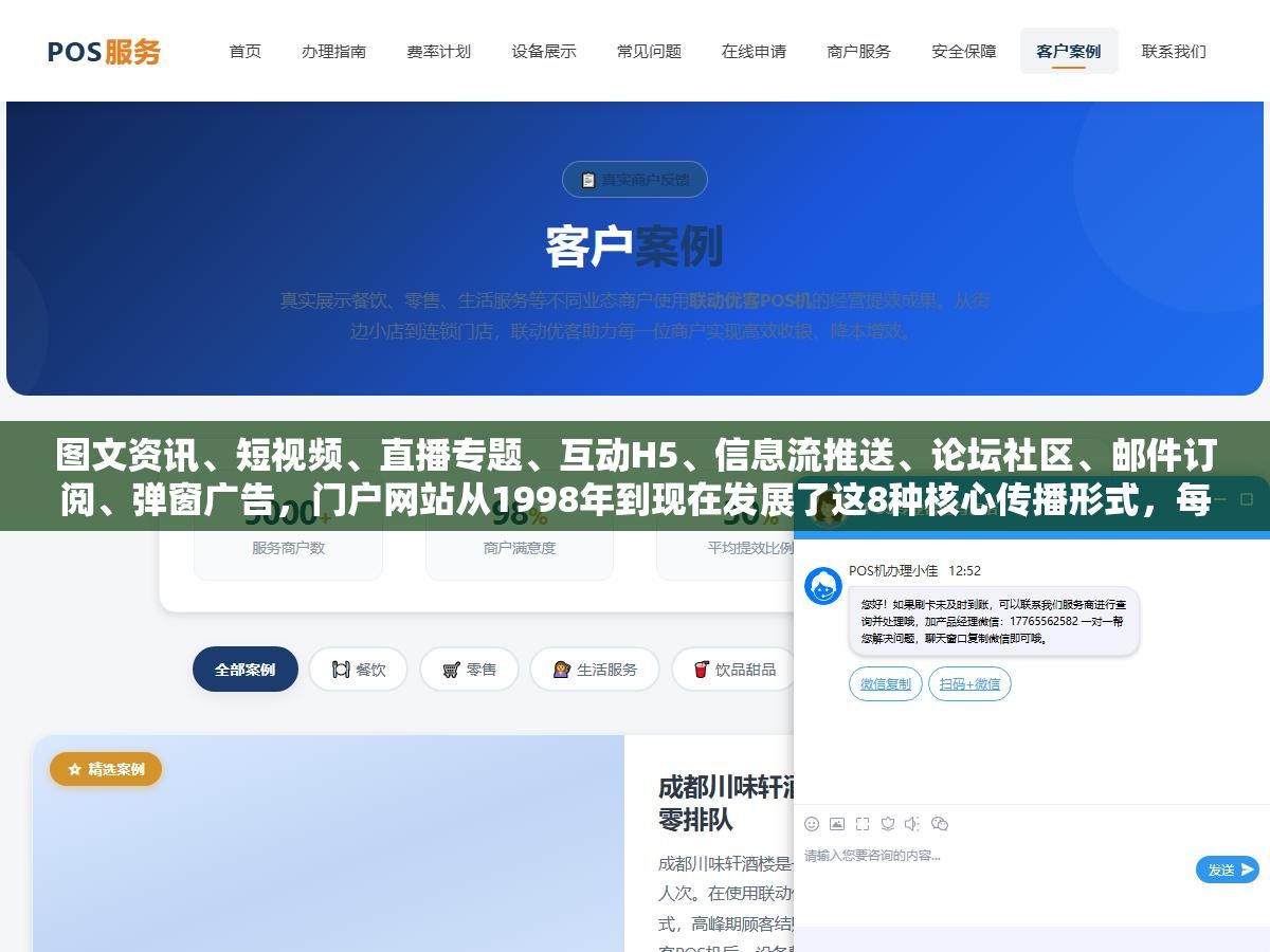 图文资讯、短视频、直播专题、互动H5、信息流推送、论坛社区、邮件订阅、弹窗广告，门户网站从1998年到现在发展了这8种核心传播形式，每一种对做内容的人意味着什么