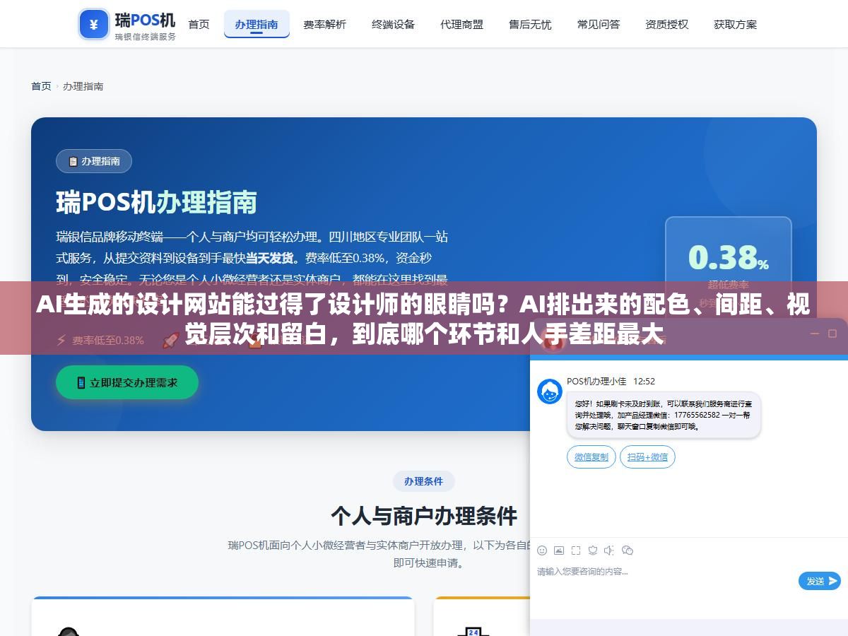 AI生成的设计网站能过得了设计师的眼睛吗？AI排出来的配色、间距、视觉层次和留白，到底哪个环节和人手差距最大